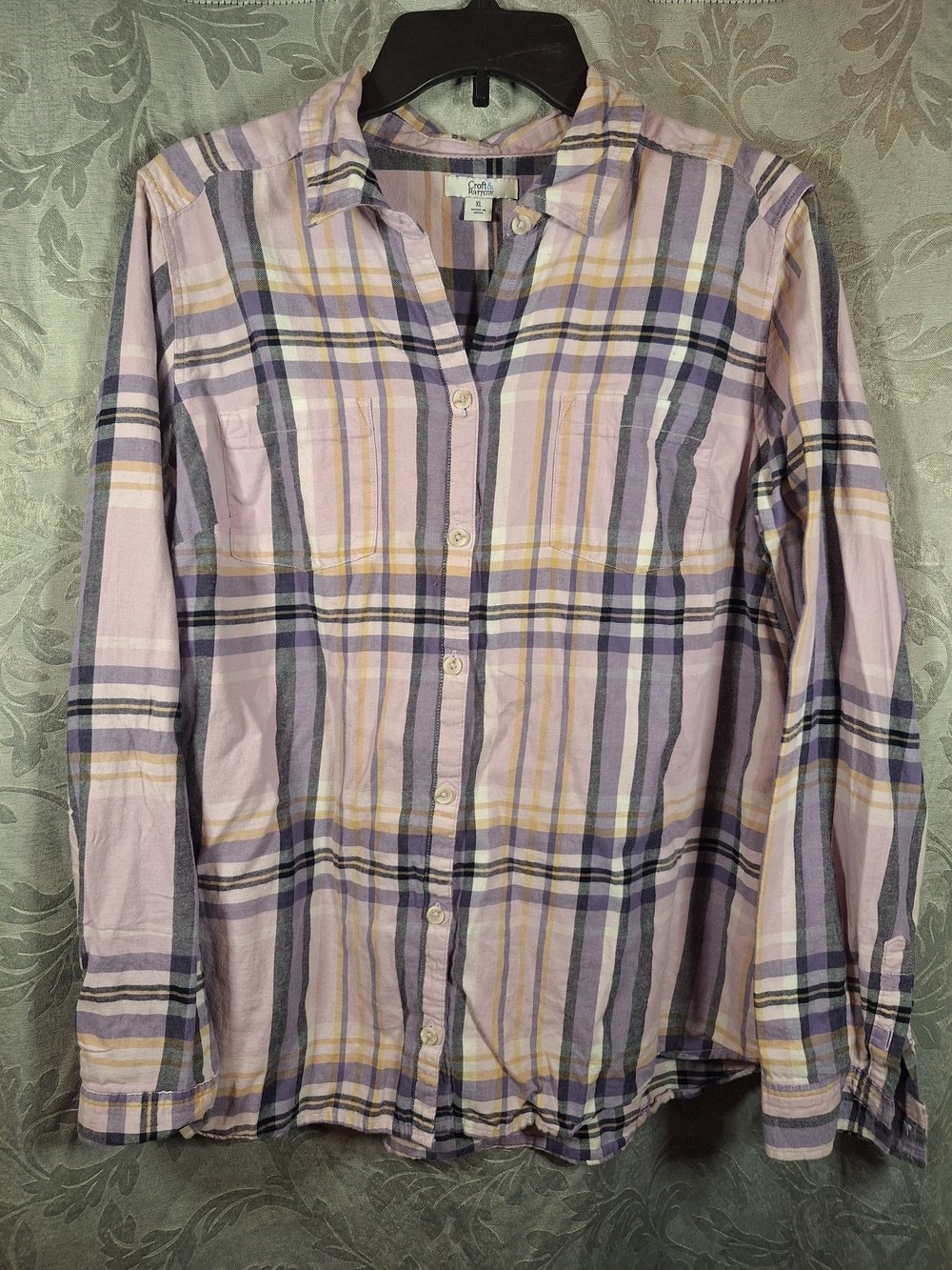 Croft & Barrow Lilac Plaid Button-Down Shirt Women's XL
